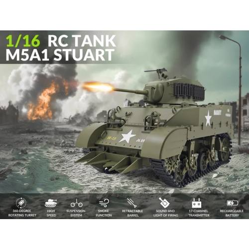 RACENT Tank US M5A1 1:16 RTR 108-3B2 - Green