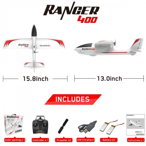 Volantex RC Ranger 400  Beginner Airplane with 6-Axis Gyro System and 20 Gram Super Light Weight for easy flight 761-6 RTF