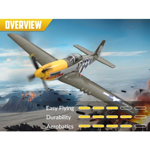 VOLANTEX RC 500MM Brushless Mustang P51 RC Warbird Airplane with Gyro Stabilizer 768-2GR RTF