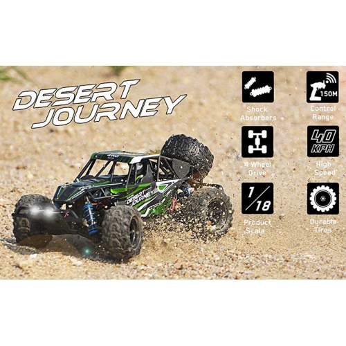 Volantex RC Remote Control Truck Desert Journey 1:18 Scale 4WD Off-Road RC Car 25mph High Speed All Terrain RC Vechicle 785-3 RTR 