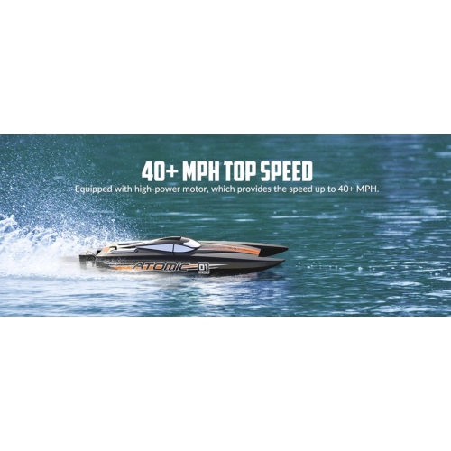 Volantex RC Atomic Brushless High Speed Racing RC Catamaran Boat 40mph Fast ABS Unibody Hull - 792-6R RTR  Black